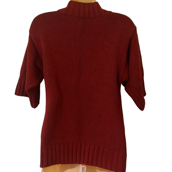 a.n.a. Size Small Dark Red Short Sleeve Sweater V-Neck Pullover - Picture 3 of 11